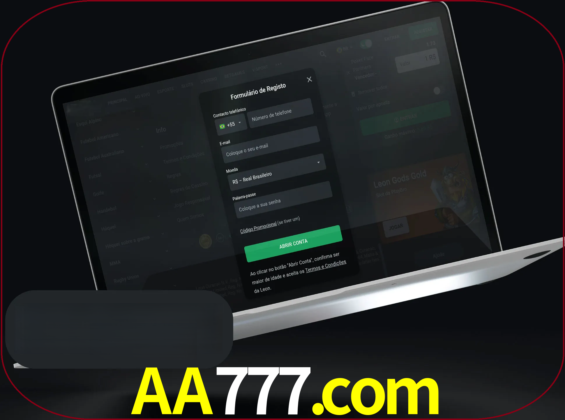 Abra o site da LeonBet e crie sua própria conta.