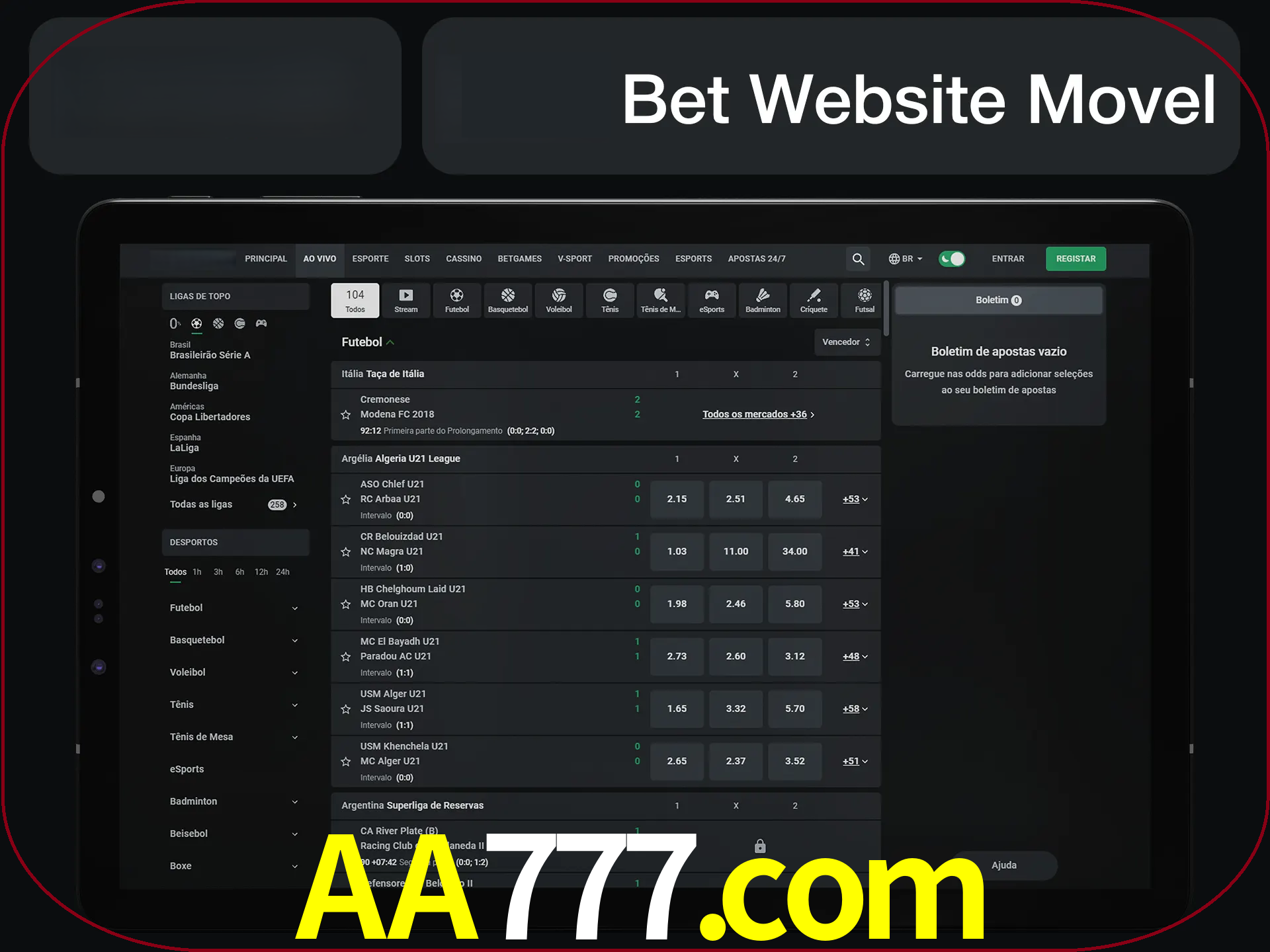 Use nosso website em qualquer dispositivo.