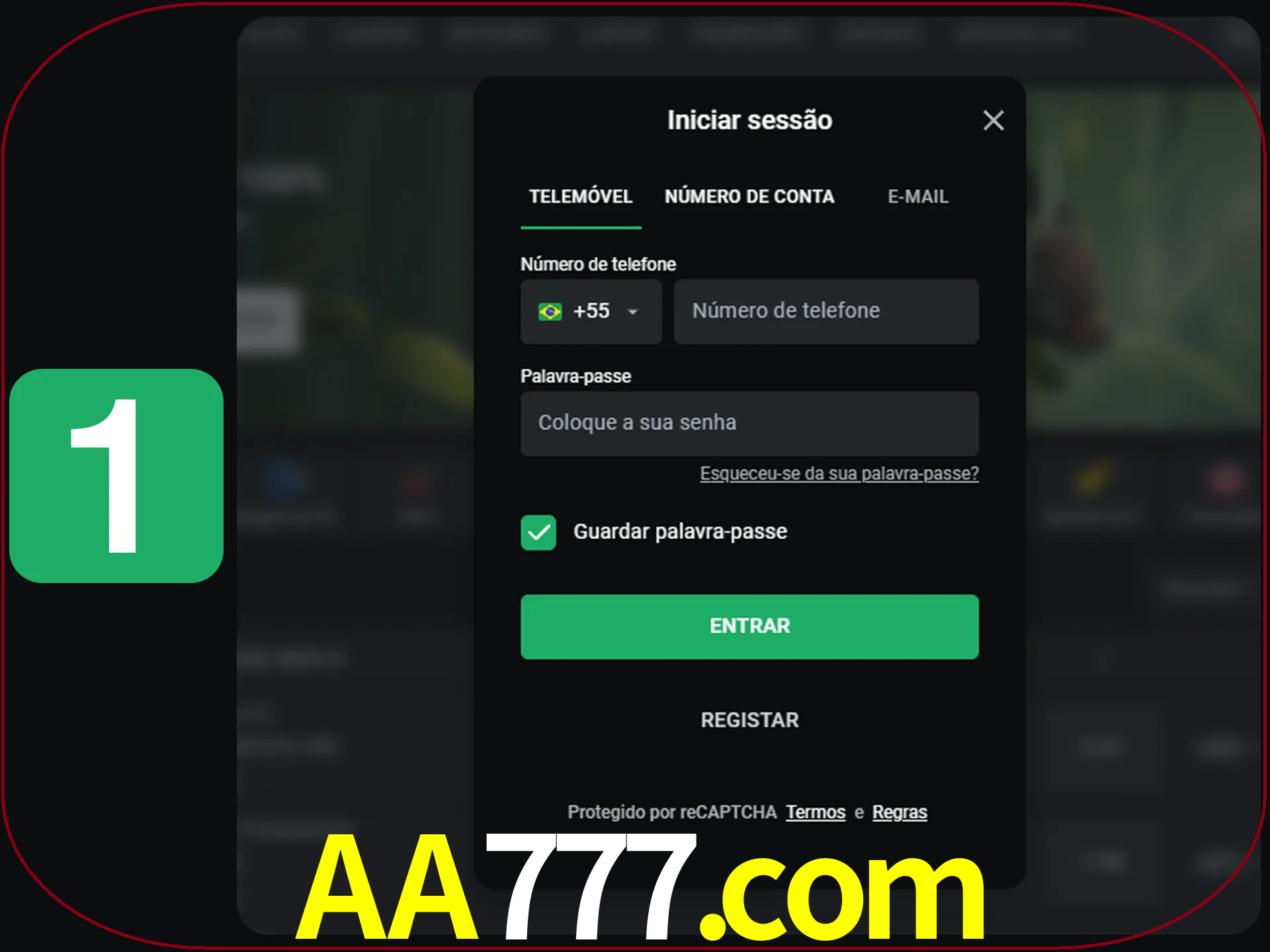 Clique no botão Entrar.